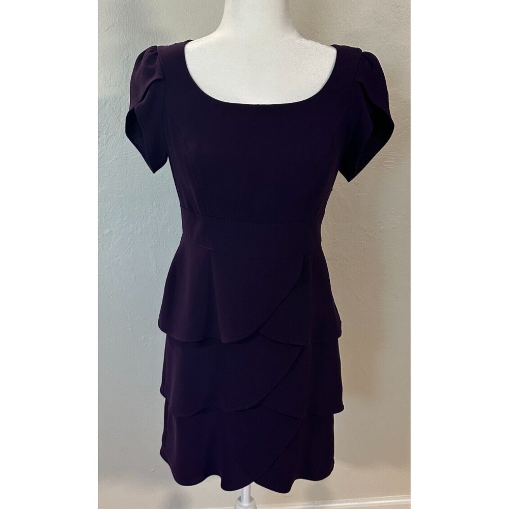 Eliza J Royal Collection Women Purple‎ Short Ruffle Bridesmaid Cocktail Dress 6